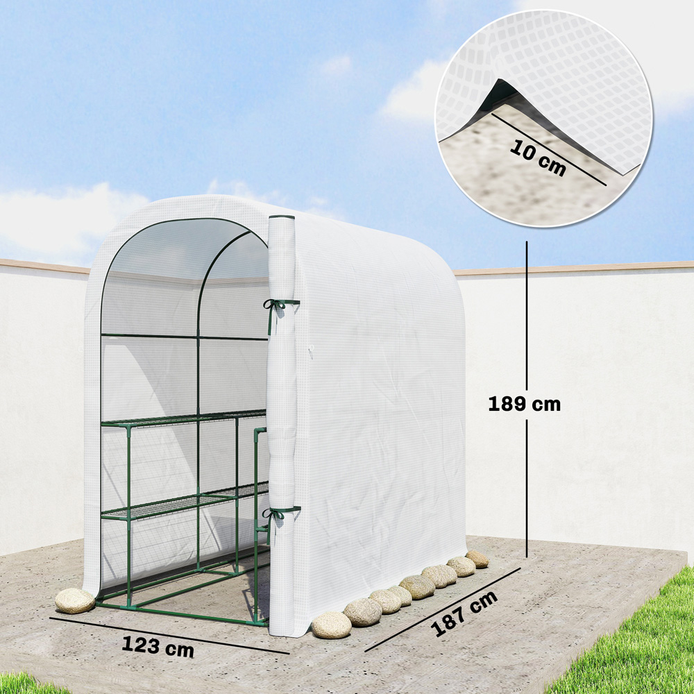 Outsunny White 4 x 6ft Walk-In Greenhouse with Roll-up Door Image 9
