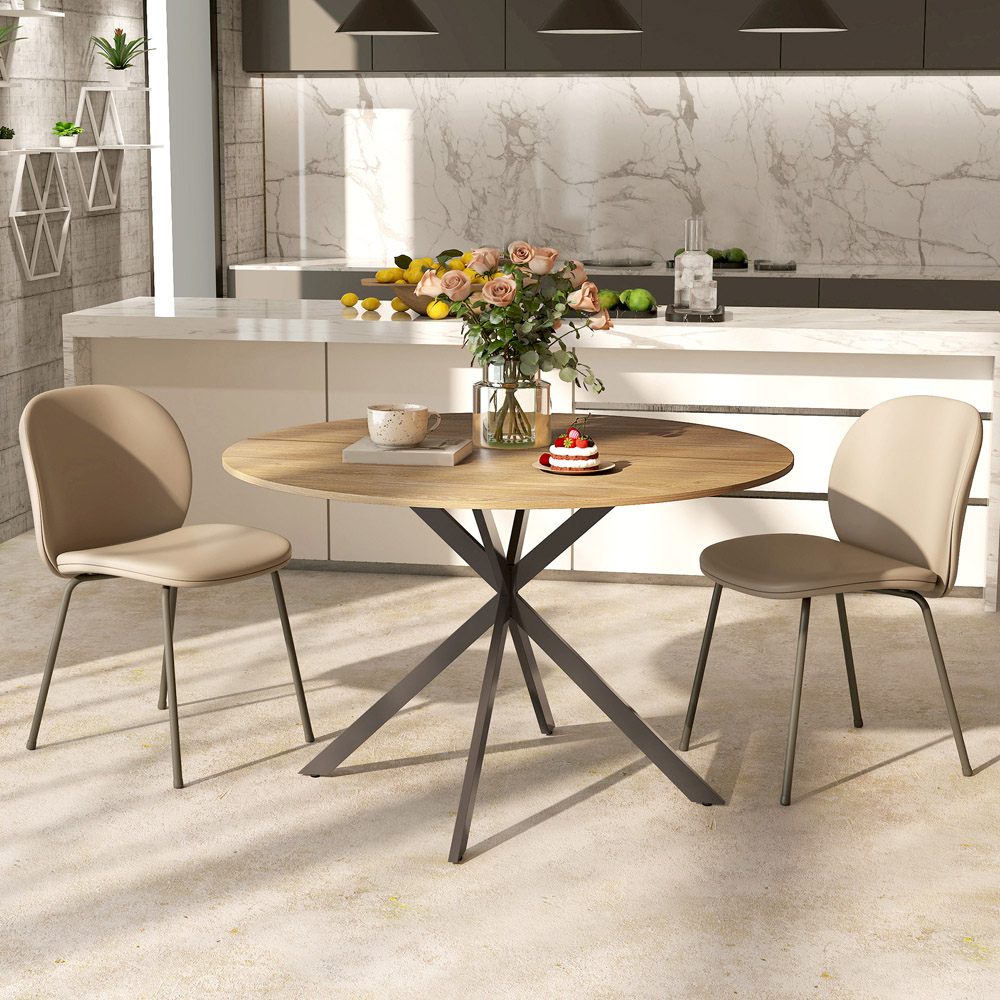 Portland 4 Seater Industrial Dining Table Black and Woodgrain Effect Image 5