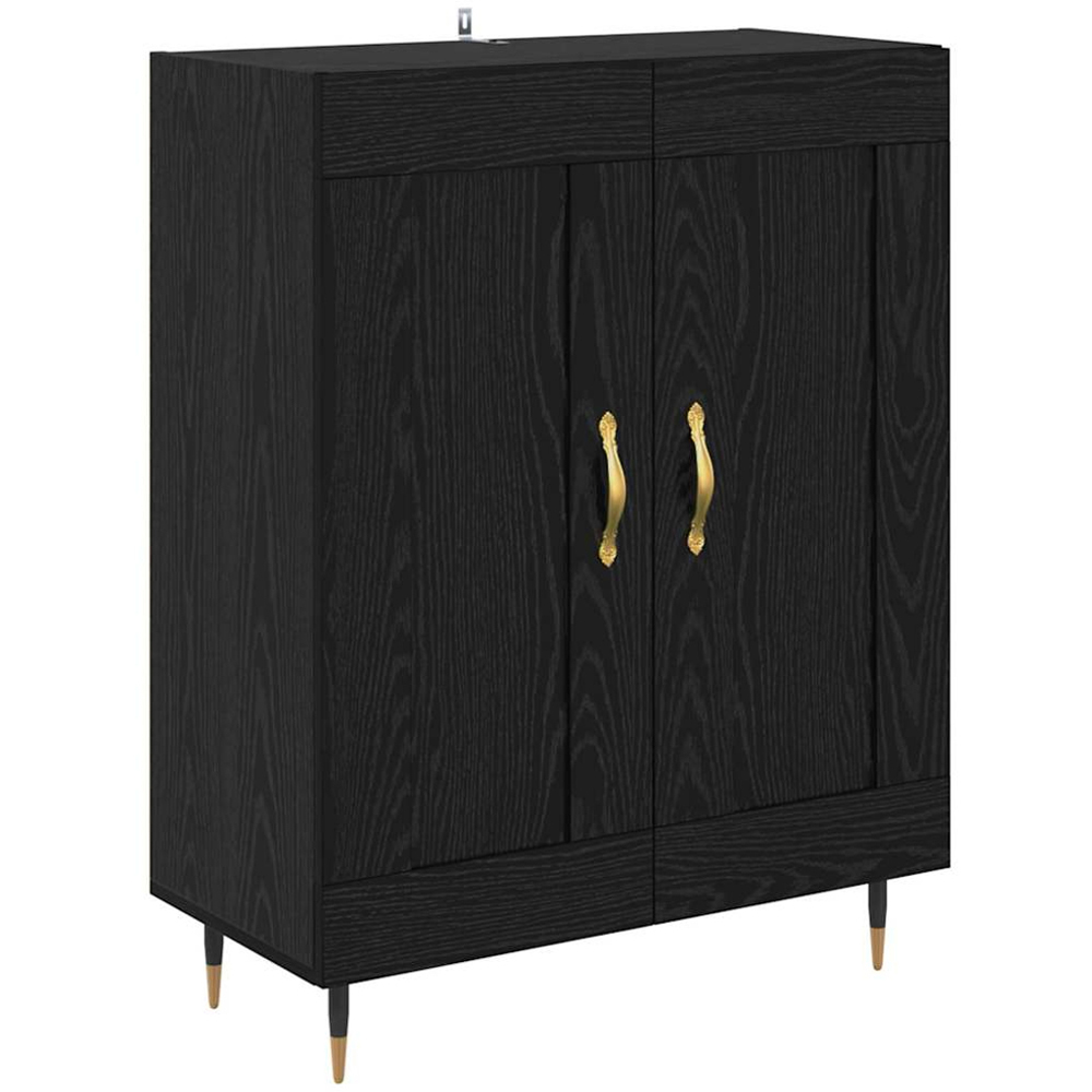 vidaXL 4 Door 6 Shelf Black Oak Highboard with Gold Handles Image 6