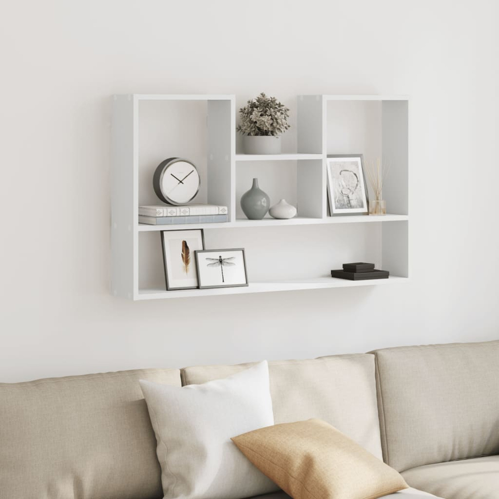 vidaXL 4 Open Shelf White Wall Shelf Image 2