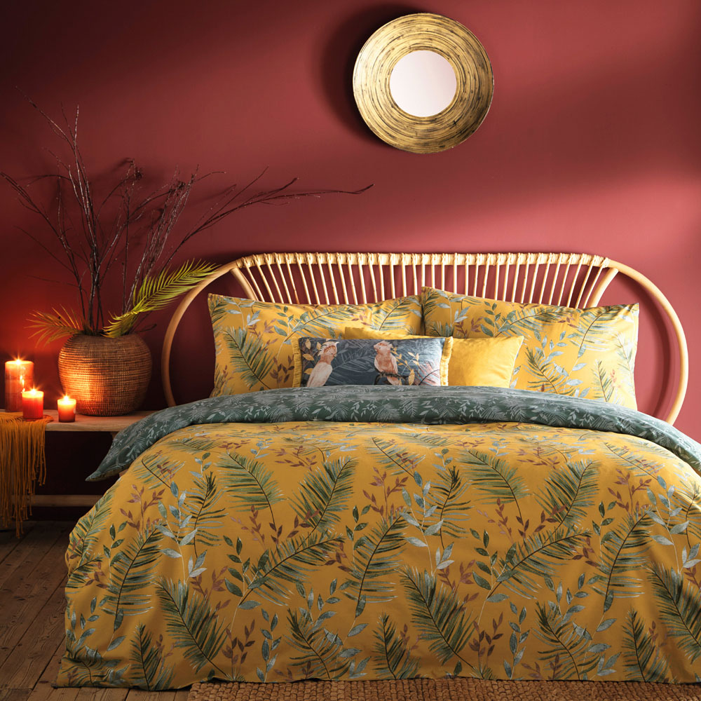 furn. Mazari Super King Mustard Duvet Set Image 1