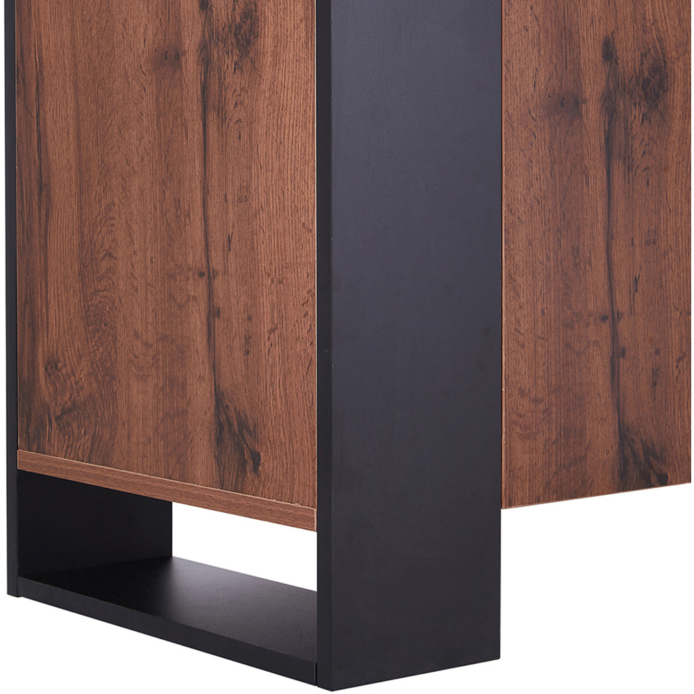 Living and Home 2 Door Black and Brown Electric Fireplace TV Stand with Remote Control Image 6