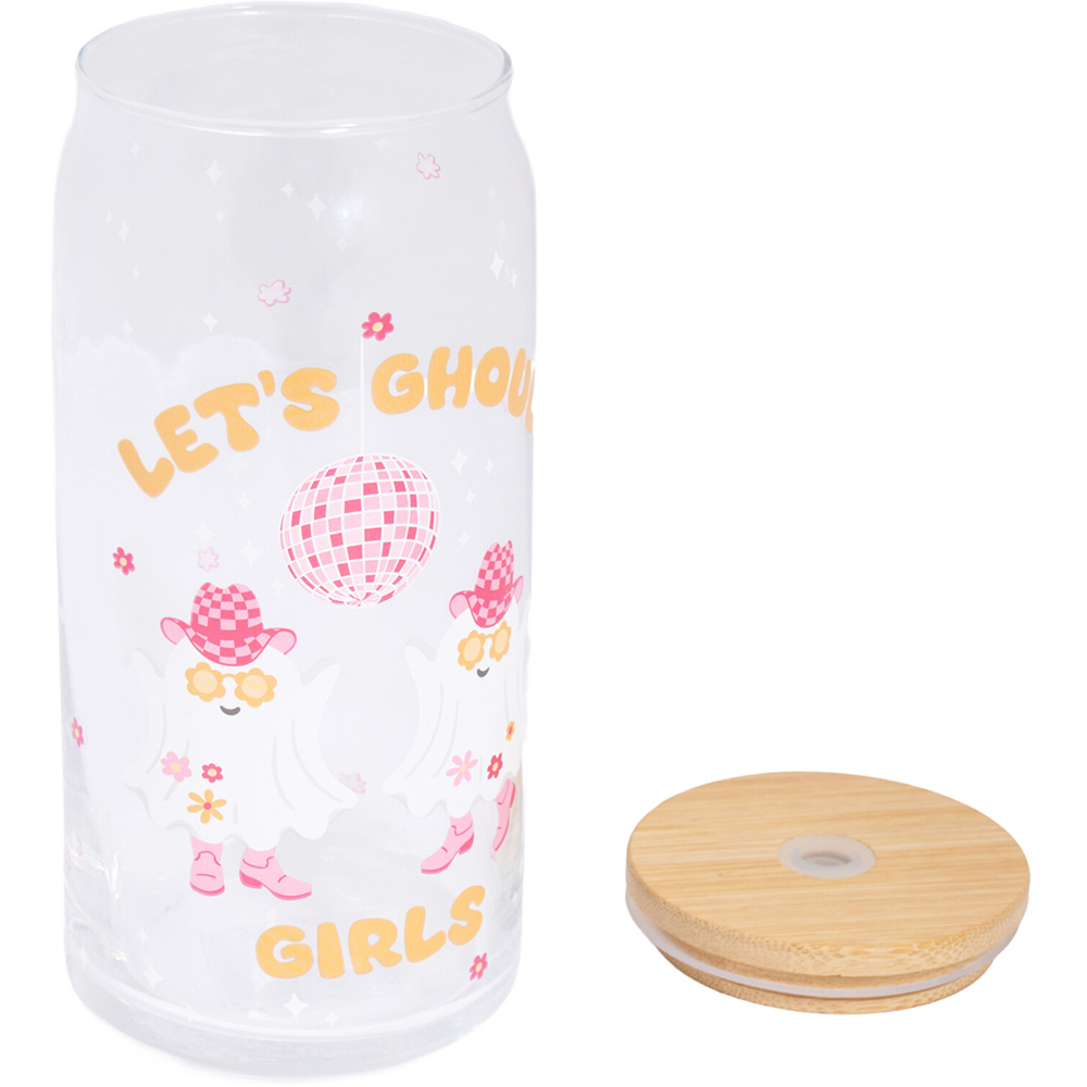 Howdy Ghosts Glass Drinking Jar with Straw Image 4