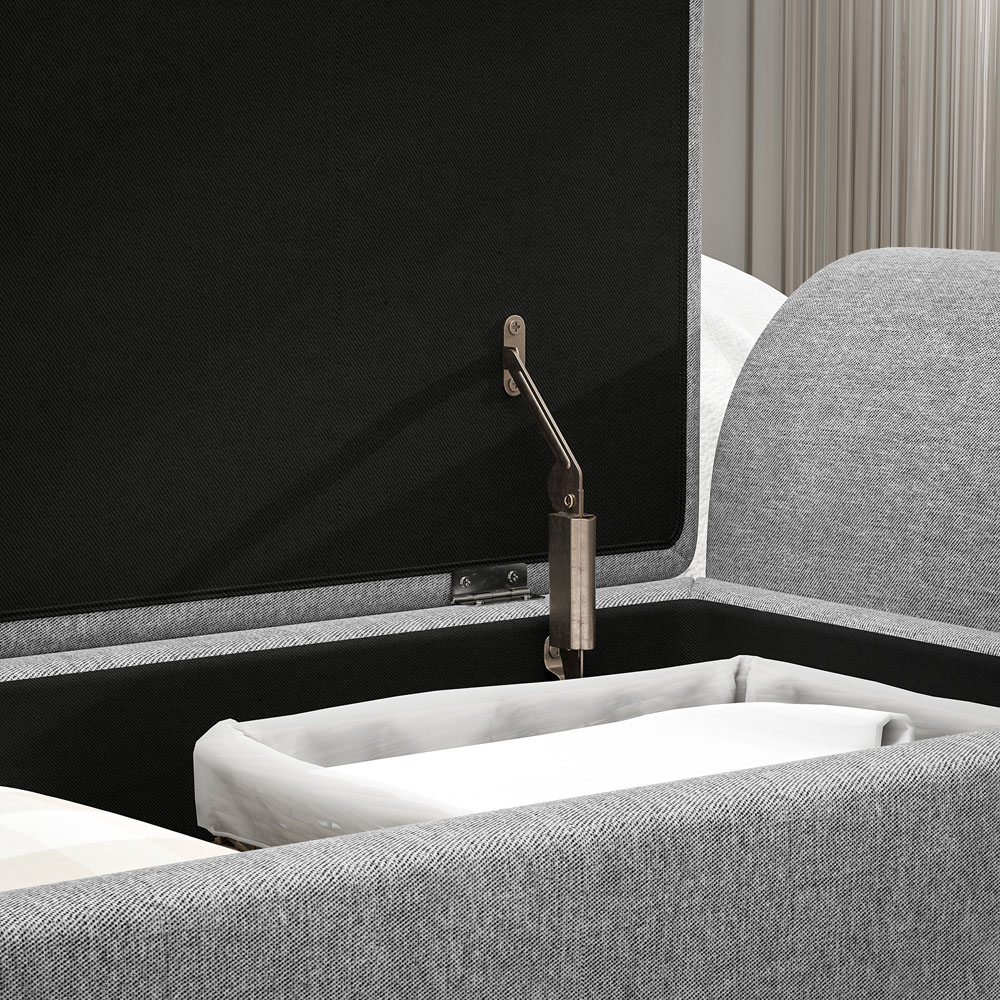 Portland Grey Linen Upholstered Ottoman Storage Bench with Armrest Image 7