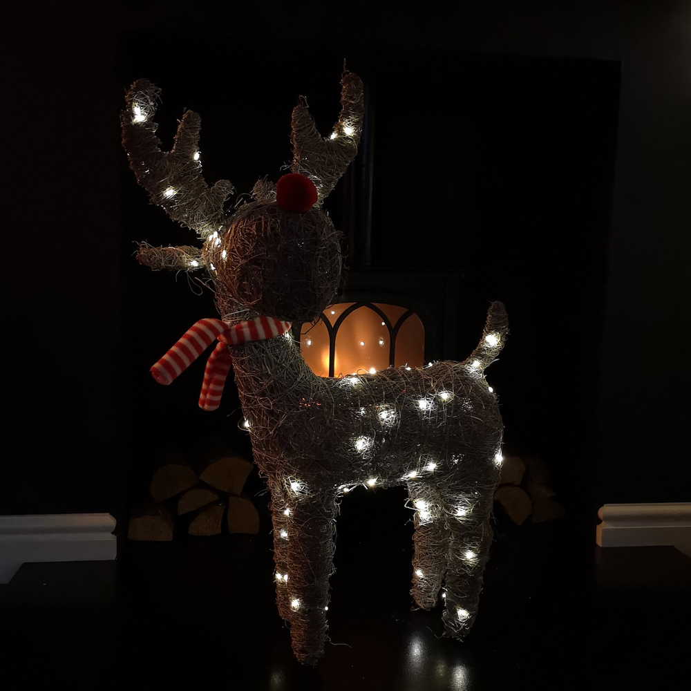 Samuel Alexander Rattan Woven Comet Reindeer LED Christmas Decoration 71cm Image 7