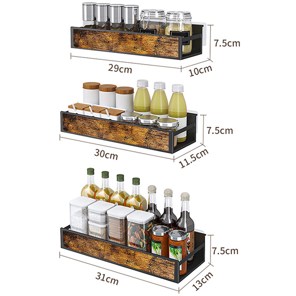 Living and Home Lifeideas 3 Piece Industrial Wall Mount Spice Rack Organizer Image 8