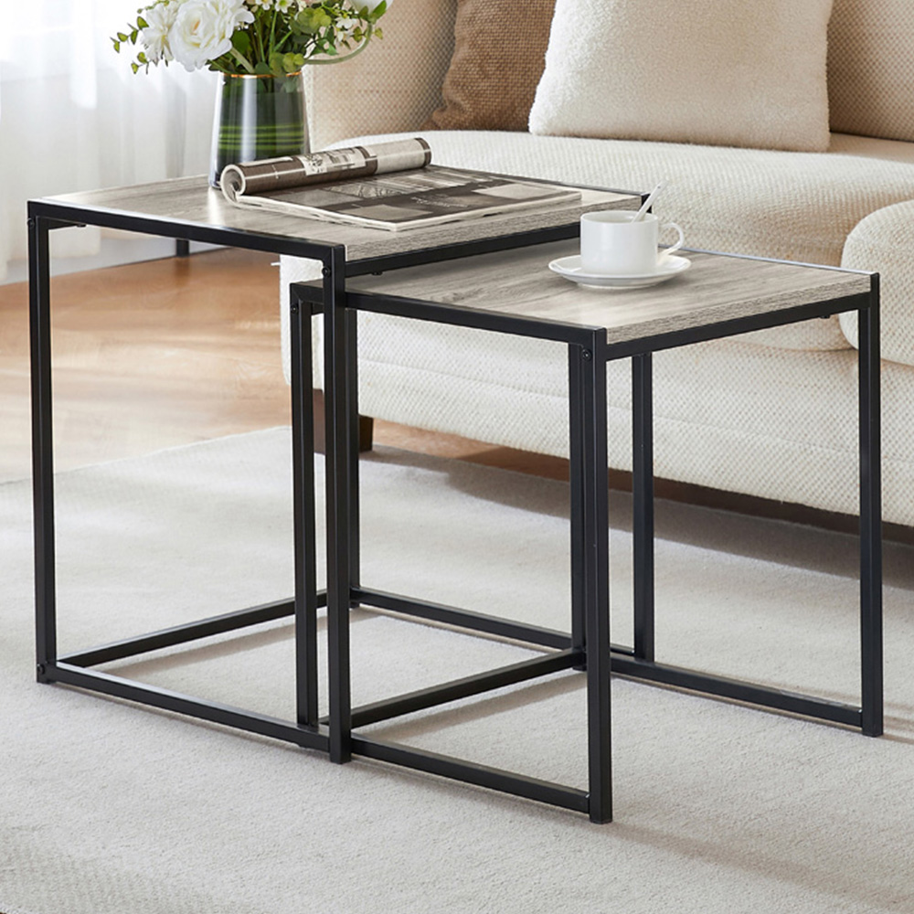 VIDA DESIGNS Brooklyn Grey Nest of Tables Set of 2 Image 1
