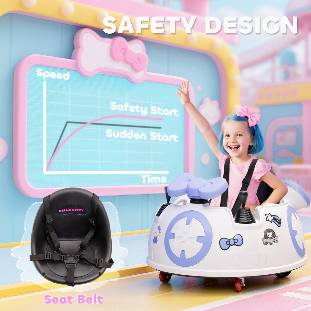 Tommy Toys Hello Kitty White Kids Ride On Bumper Car with Remote Control Image 7