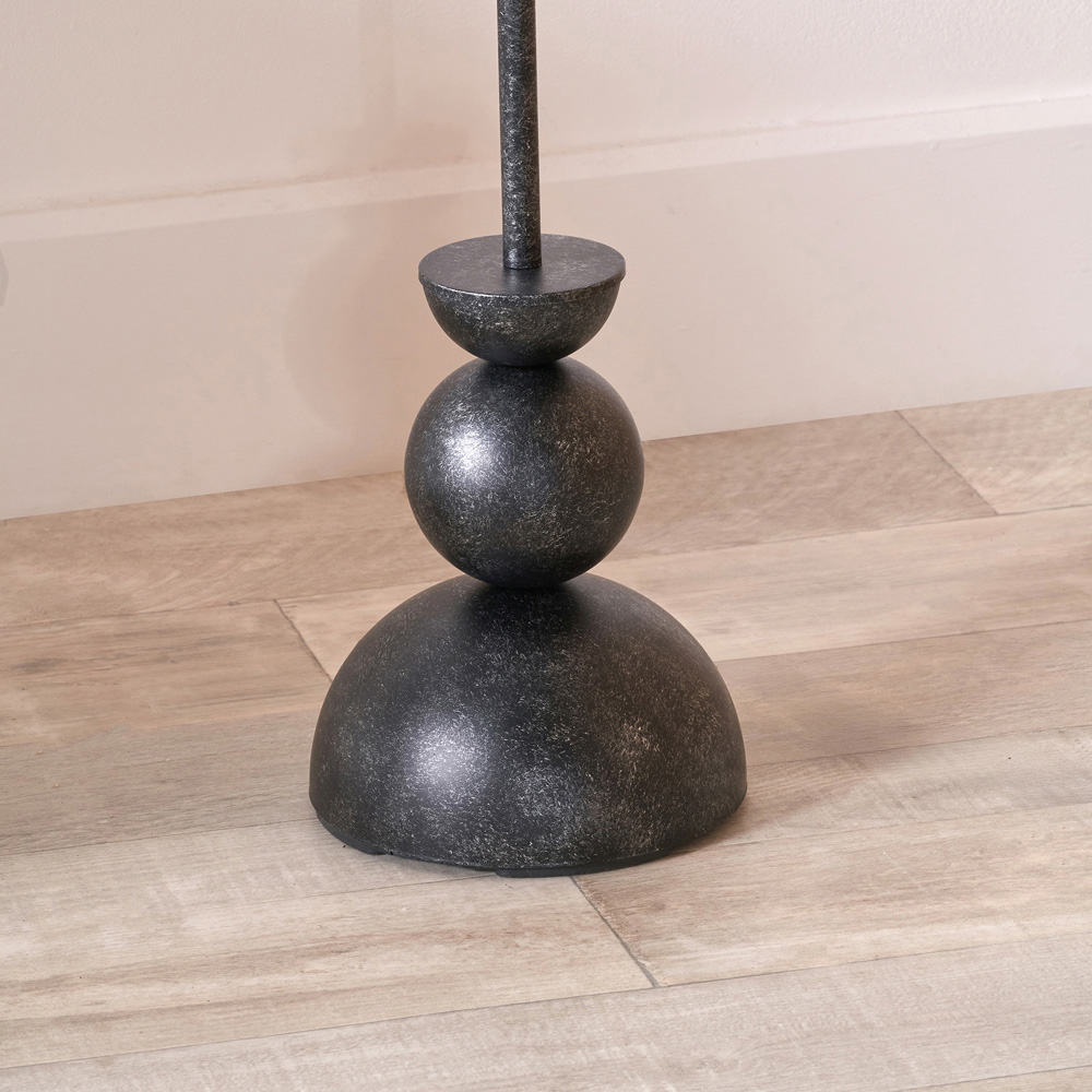 Pacific Lifestyle Vala White Textured Fabric Shade Graphite Metal Ball Floor Lamp Image 3