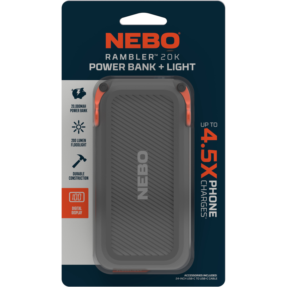 Nebo Rambler 20K Rugged Power Bank with 200 Lumens Floodlight 20000mAh Image 3
