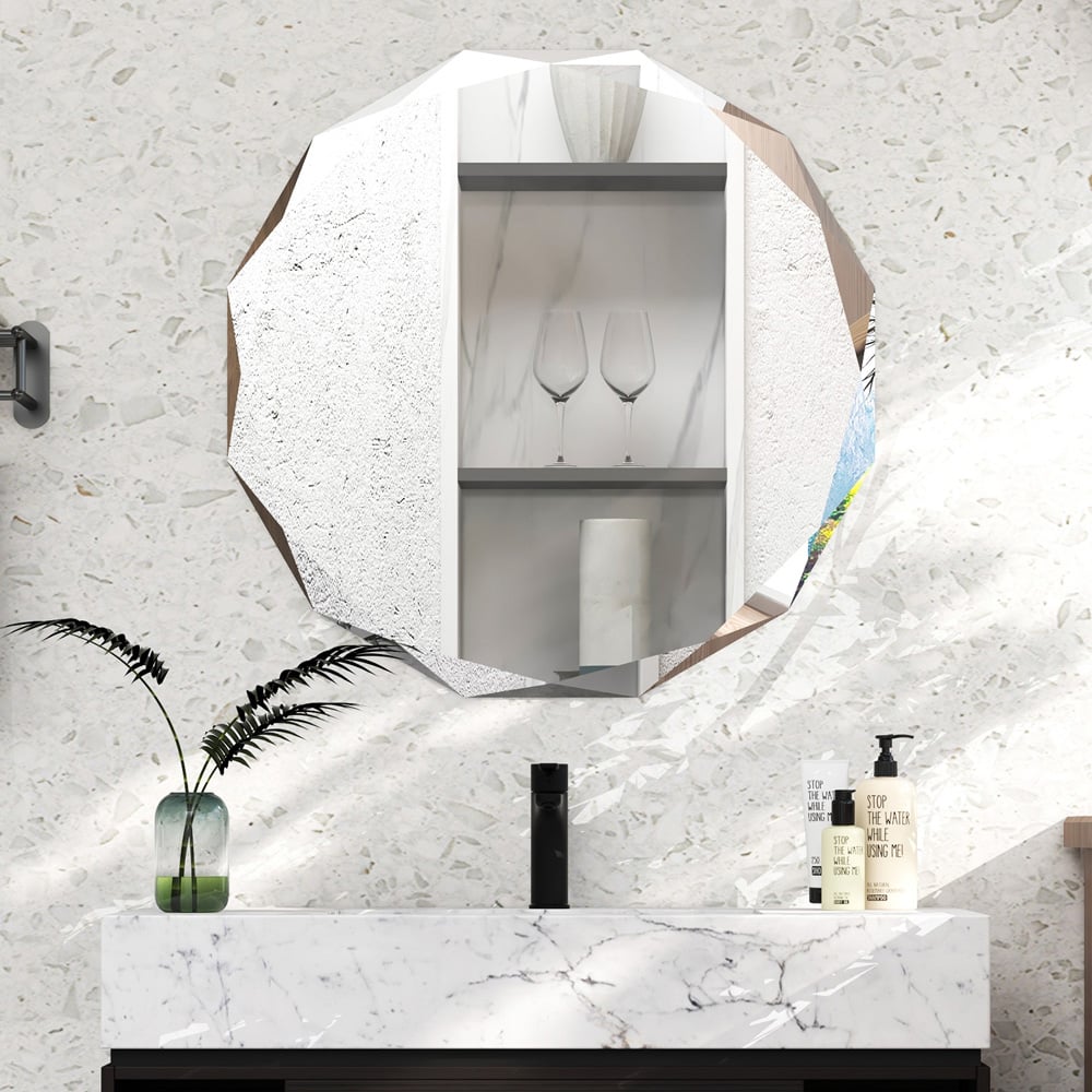 Costway Silver Polished Frameless Wall Mounted Mirror Image 2
