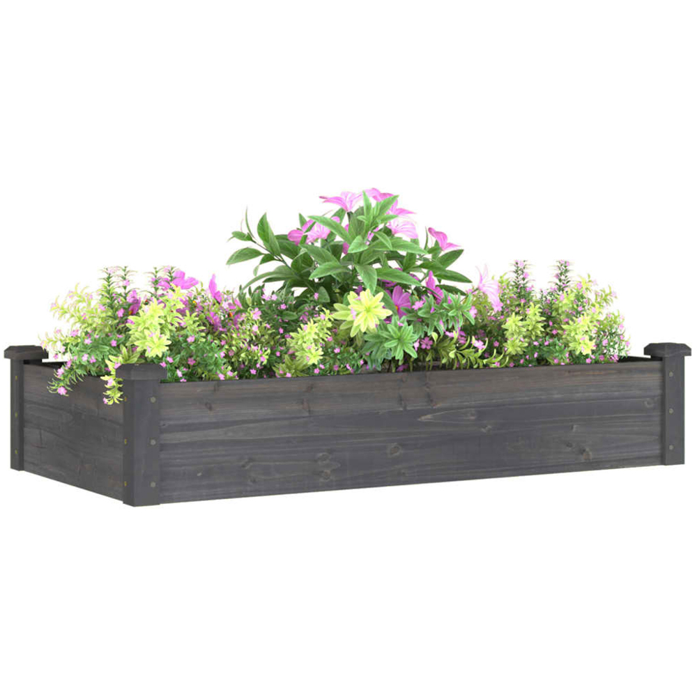 vidaXL Grey Solid Fir Wood Raised Garden Bed with Liner 120 x 60 x 25cm Image 3