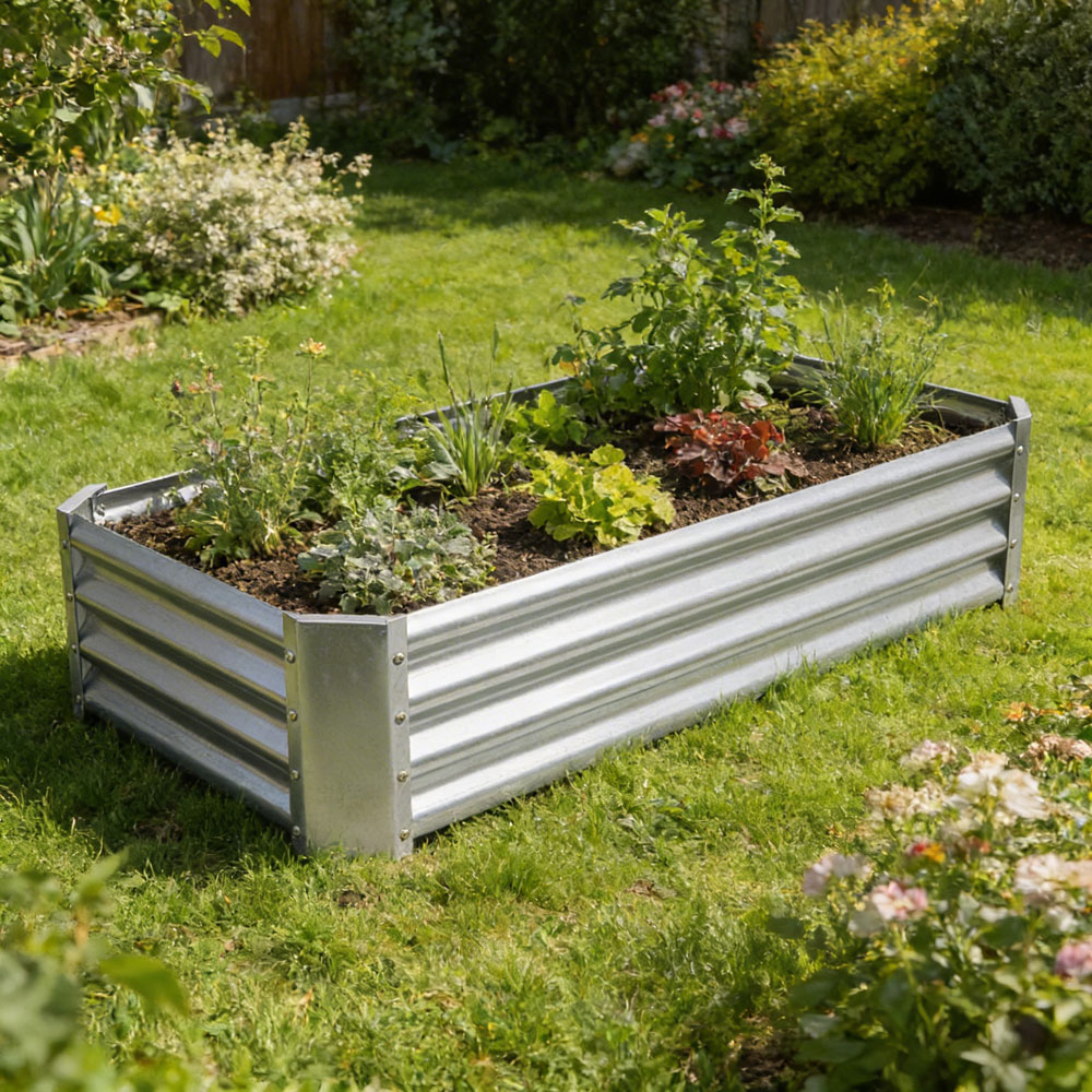 Harbour Housewares Silver Square Galvanised Steel Raised Garden Bed 120 x 120cm Image 4