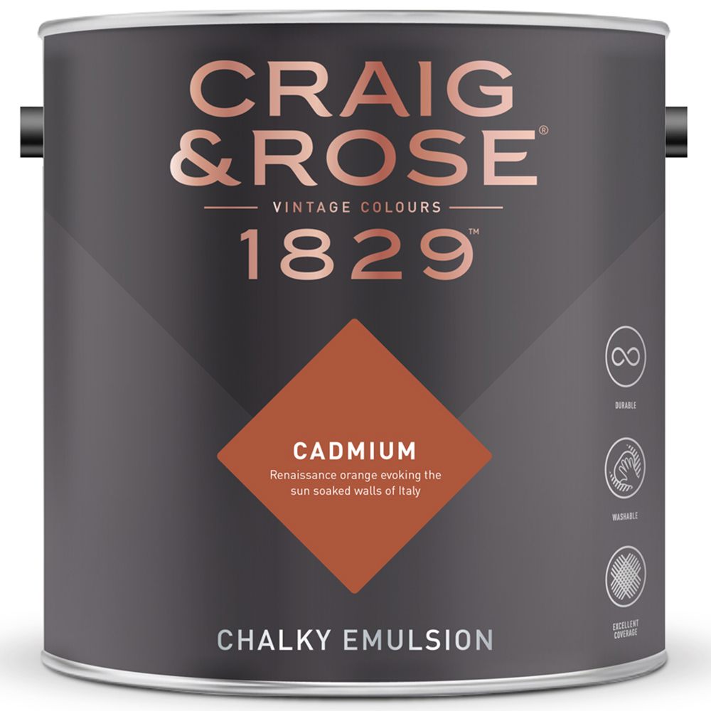 Craig & Rose Walls and Ceilings Cadmium Chalky Emulsion Paint 5L Image 2