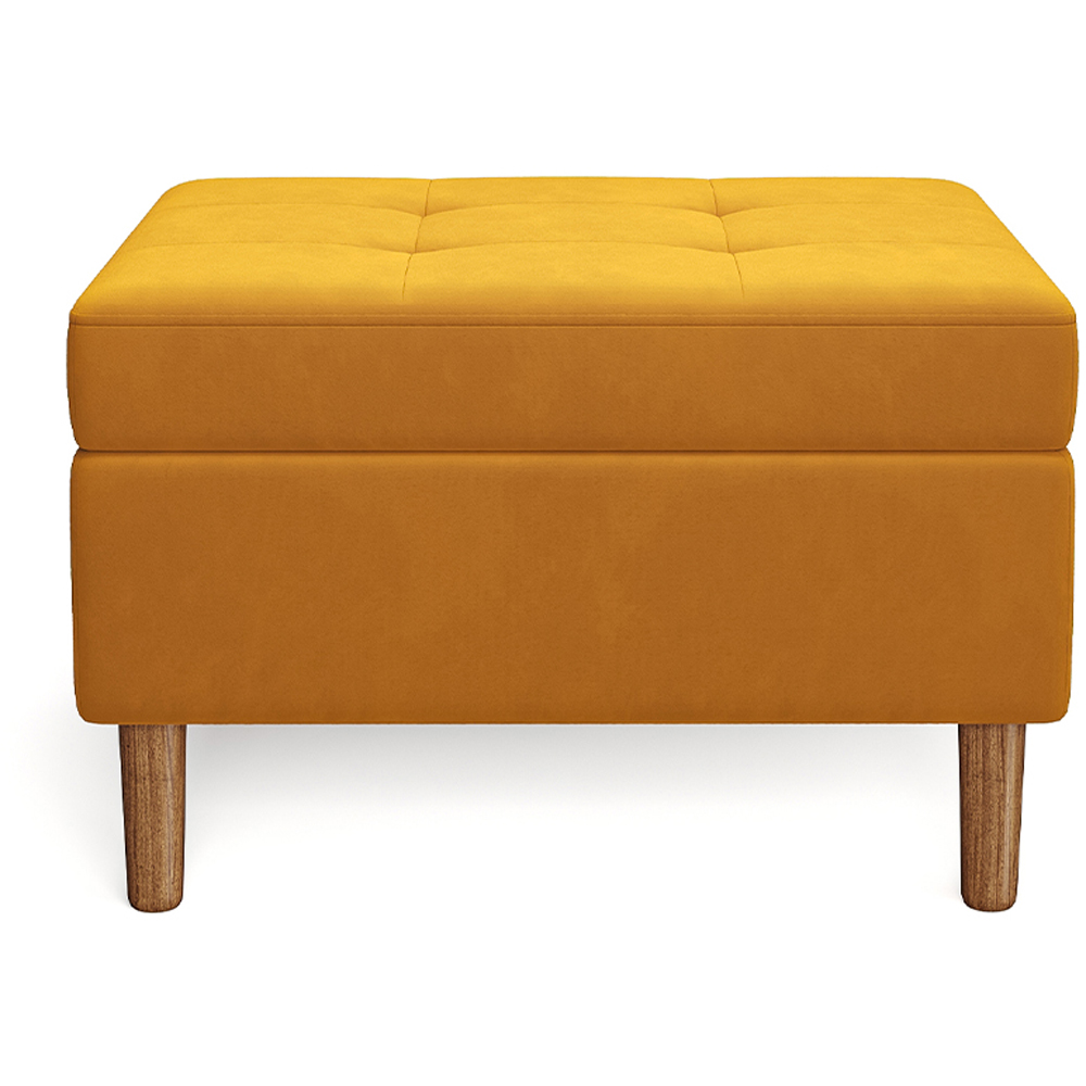 Living and Home Yellow Velvet Storage Ottoman Image 3