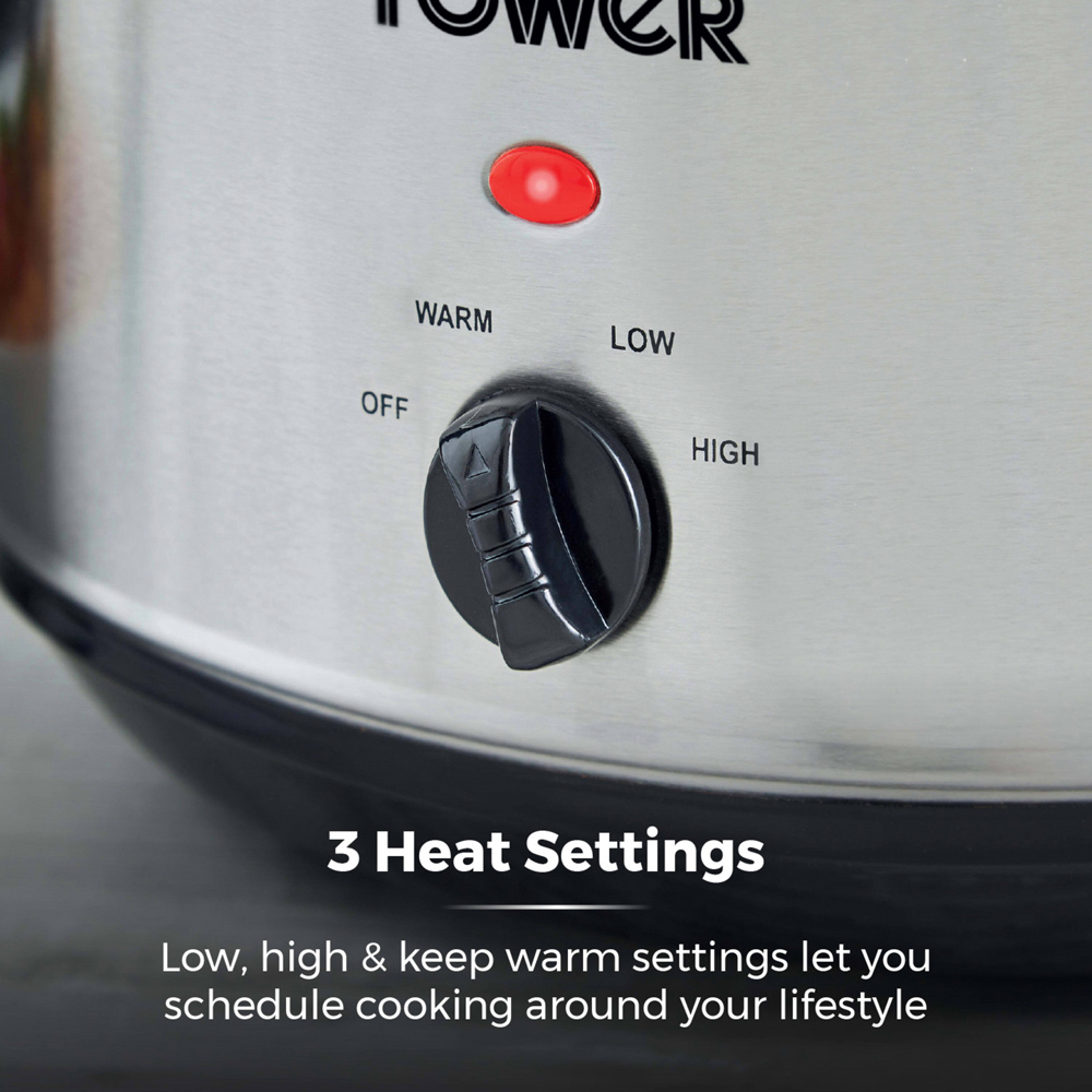 Tower T16039Y Silver Stainless Steel Slow Cooker 3.5L Image 5