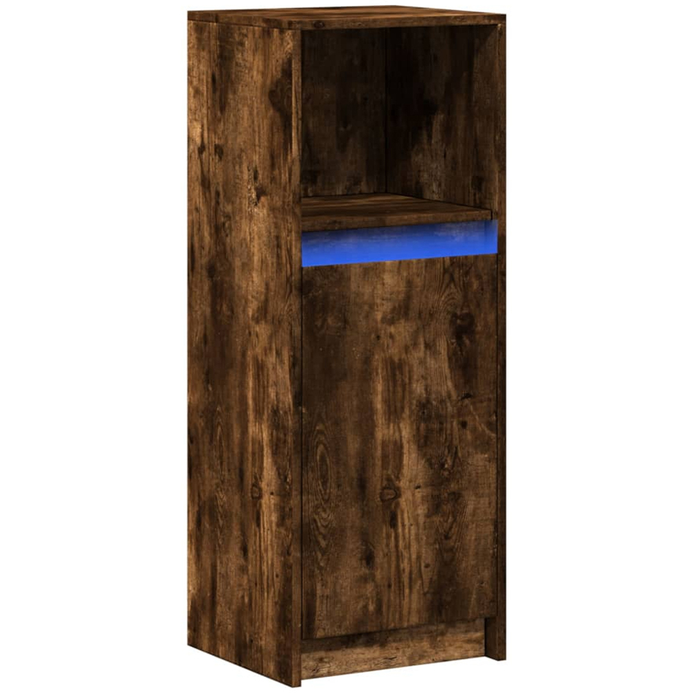vidaXL Single Door Single Shelf Smoked Oak Sideboard with RGB LED Lights Image 3
