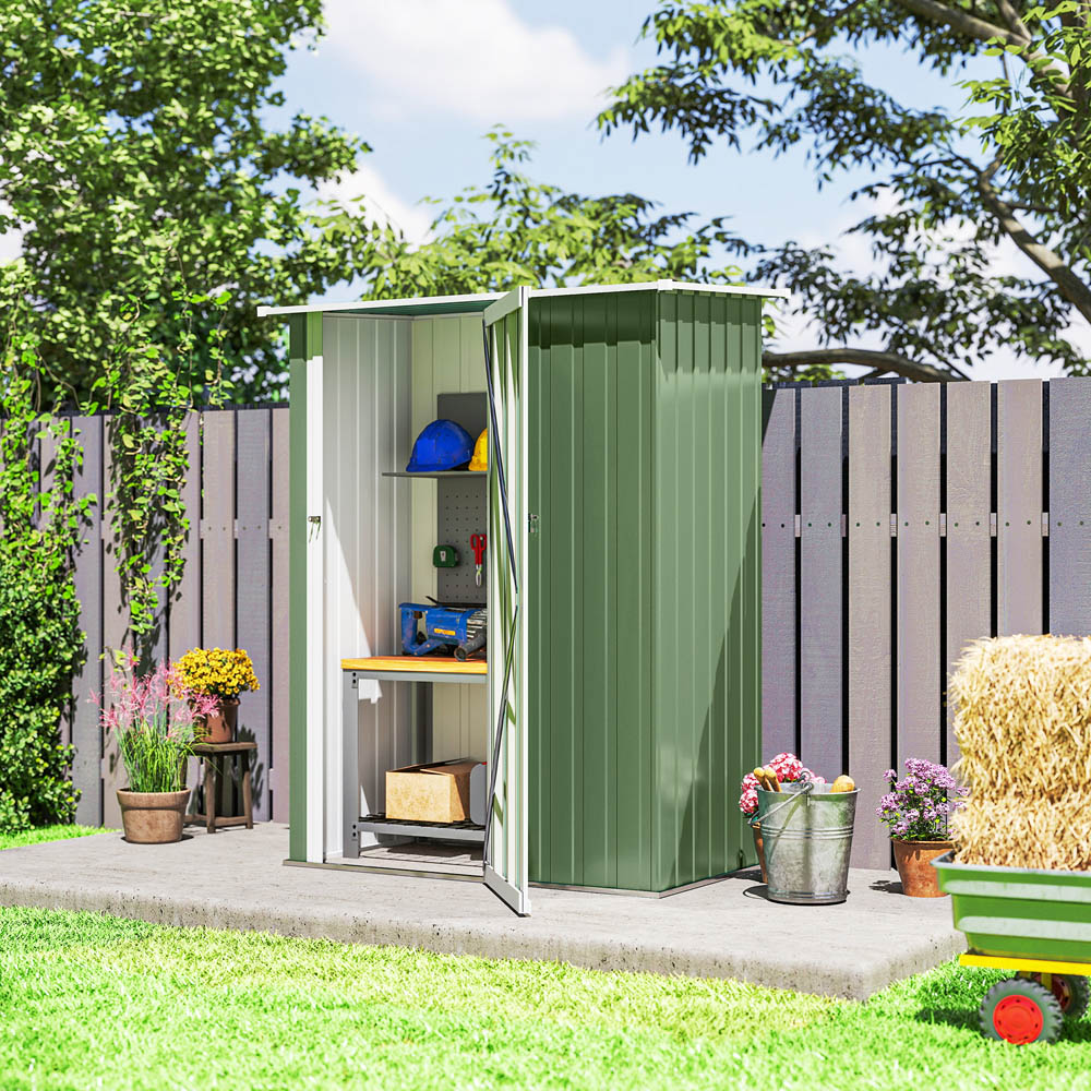 Outsunny 4.6 x 3ft Light Green Metal Pent Garden Shed Image 4