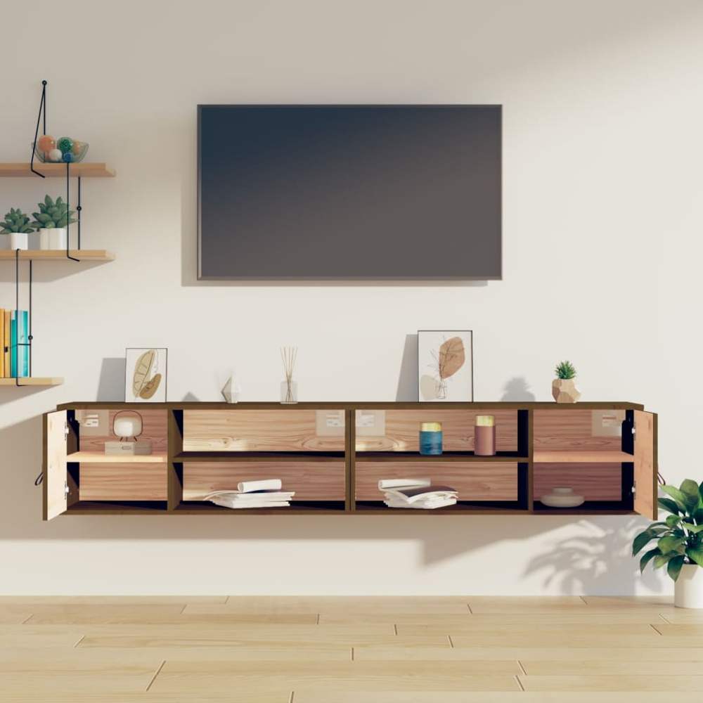 vidaXL Single Door 2 Shelf Brown Wall Cabinet 2 Pack Image 9