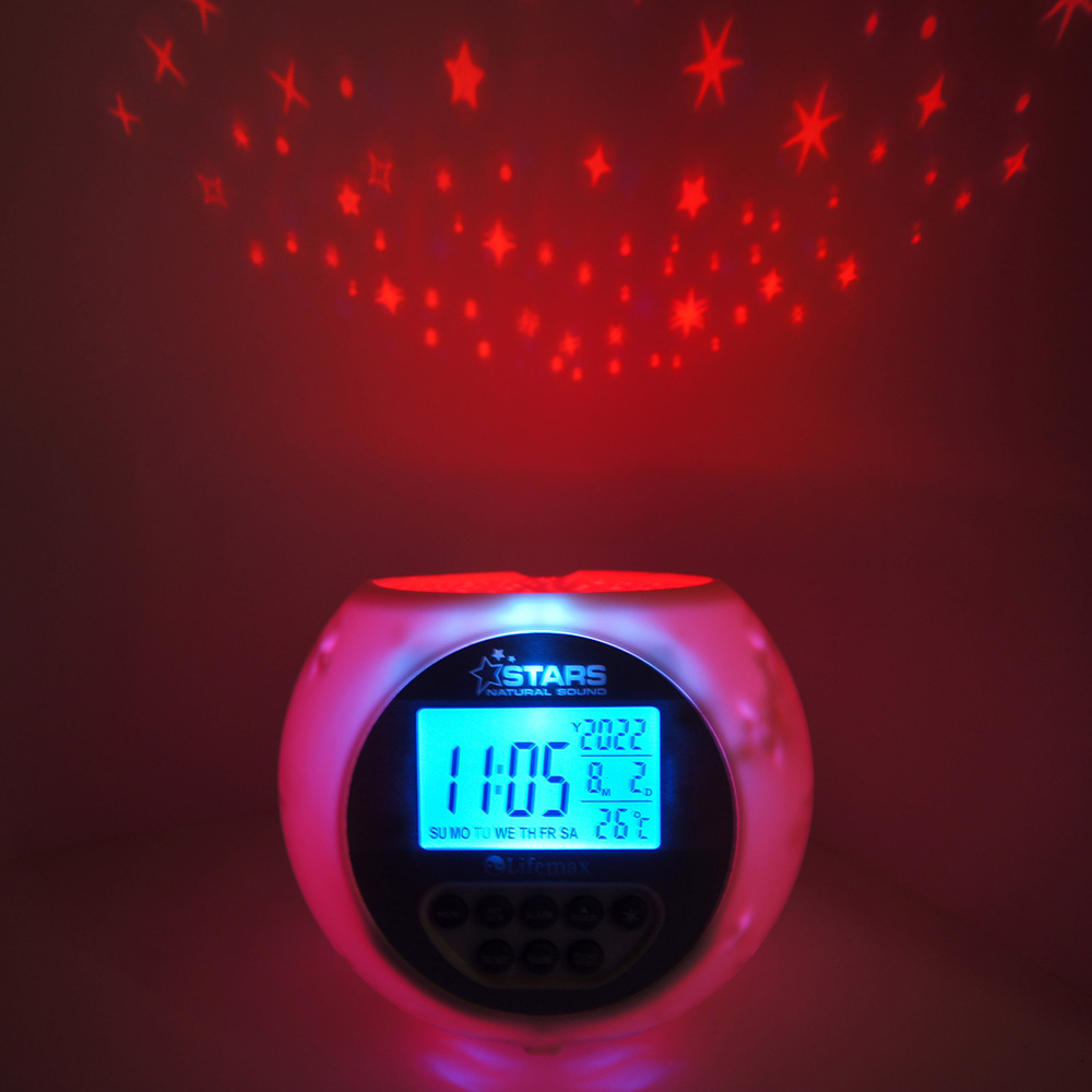 Lifemax Star Projection Sound Silver Machine Clock Image 2