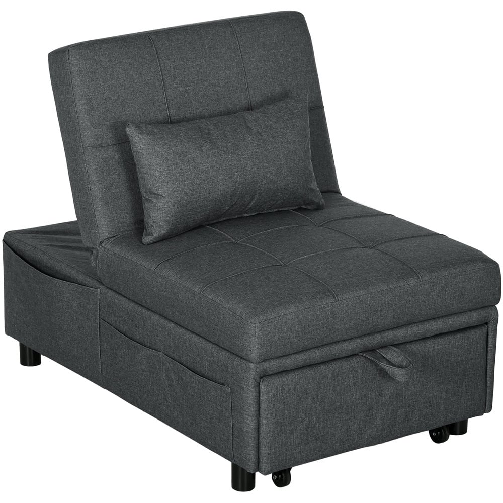 Portland Single Sleeper Grey Linen Touch Recliner Chair Bed Image 2