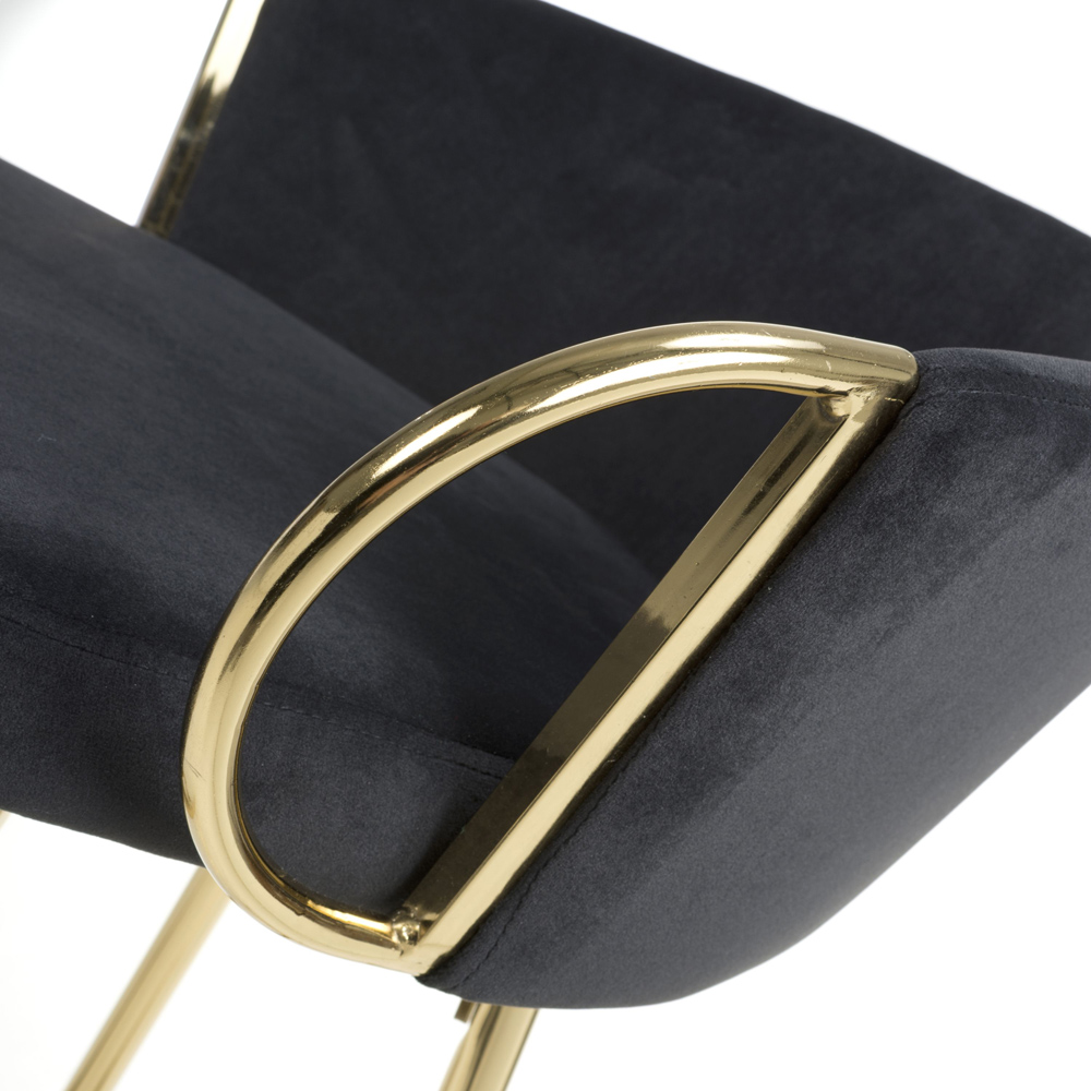 Shankar Volero Black Brushed Velvet Bar Stool Image 8