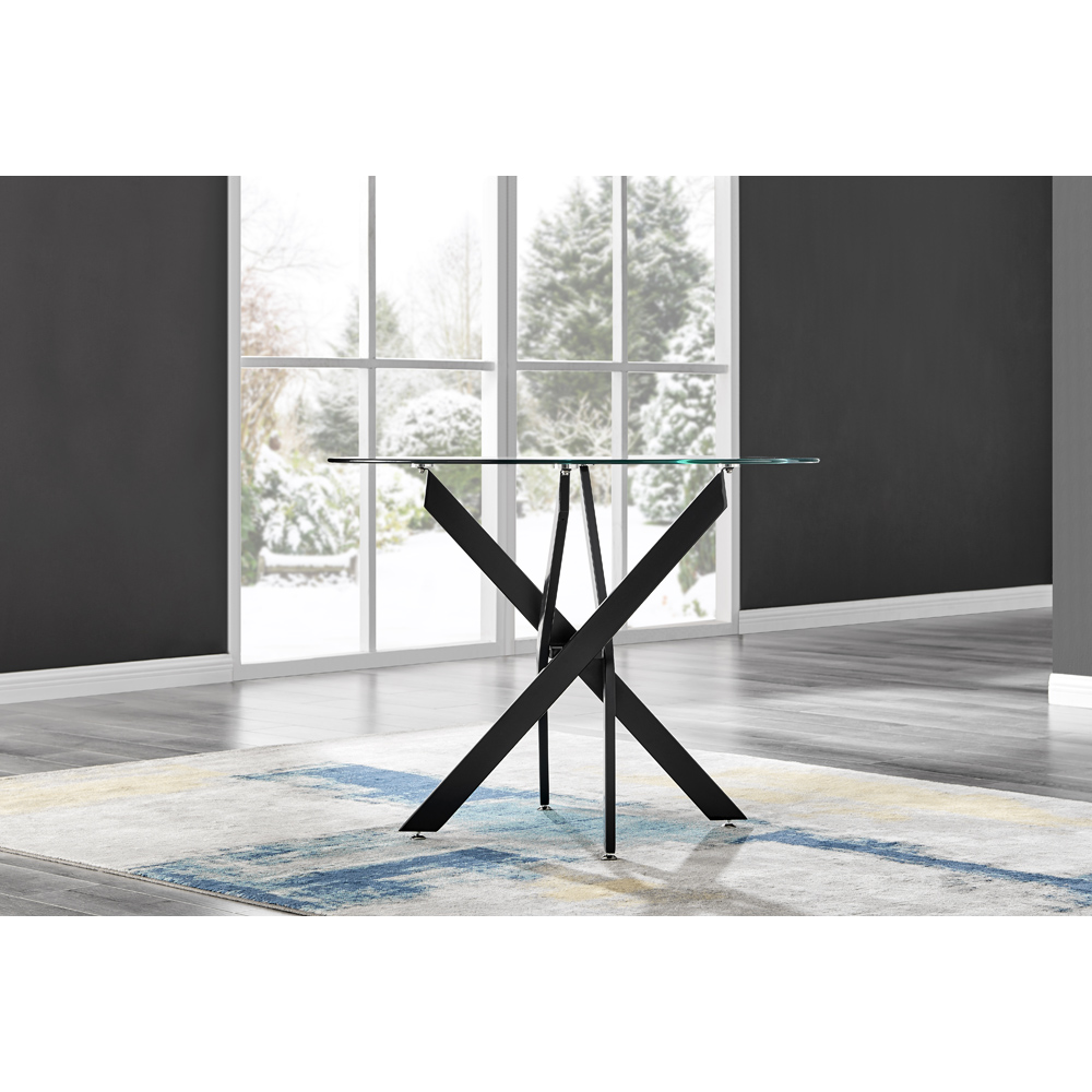 Furniturebox Arona Milan 4 Seater Round Dining Set Navy Blue and Black Image 4