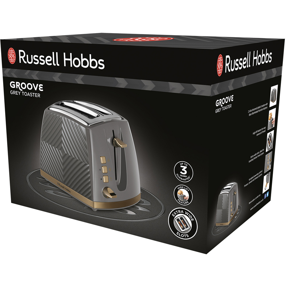 Russell Hobbs 26392 Groove Grey 2 Slice Toaster Image 8