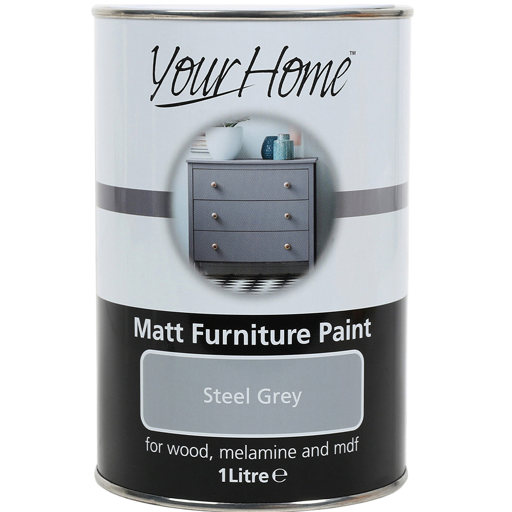 Your Home Steel Grey Matt Furniture Paint 1L Image 2
