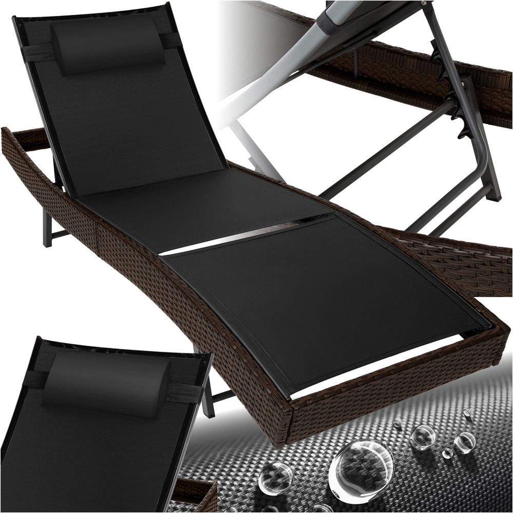 tectake Moana Mixed Brown 6 Level Sun Lounger with Removable Pillow Image 2