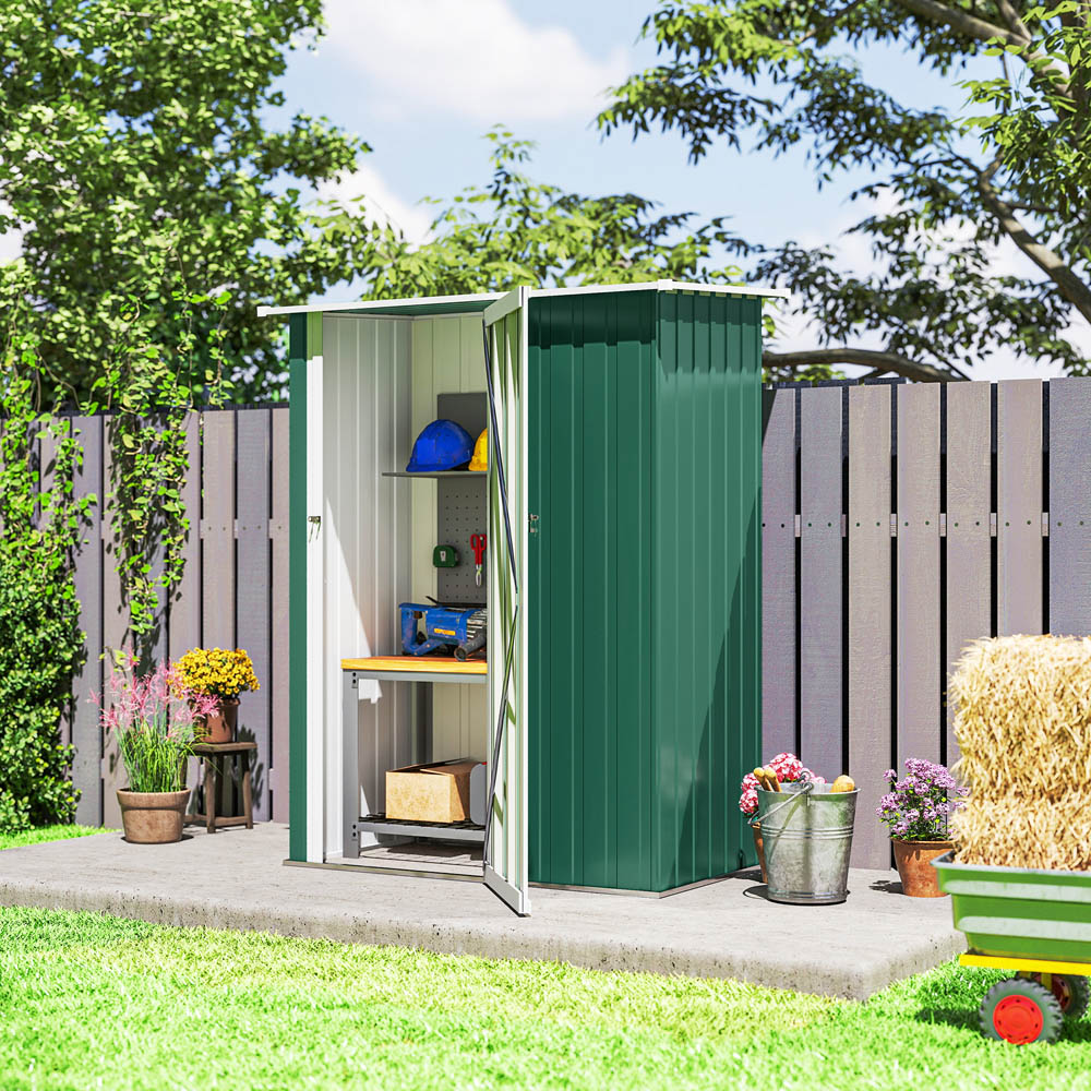 Outsunny 4.6 x 3ft Green Metal Pent Garden Shed Image 4