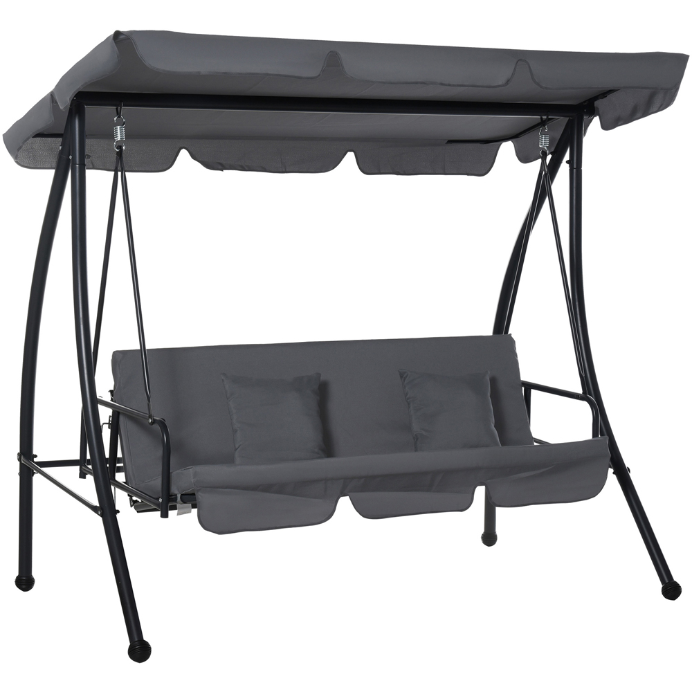Outsunny 3 Seater 2 in 1 Dark Grey Convertible Swing Chair and Bed Image 2