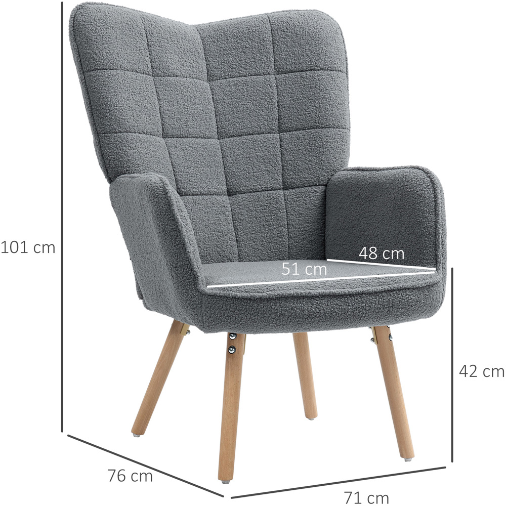 Portland Dark Grey Upholstered Tufted Wingback Armchair with Seat Padding Image 9