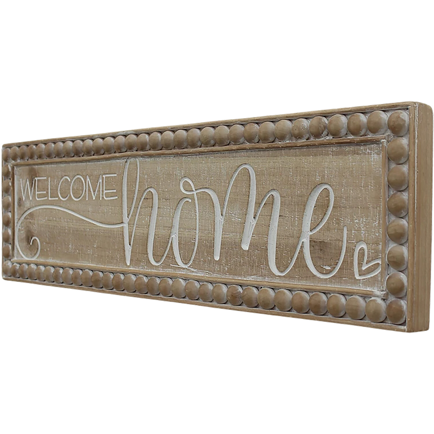 Welcome Home Beaded Wooden Plaque - Brown Image 3