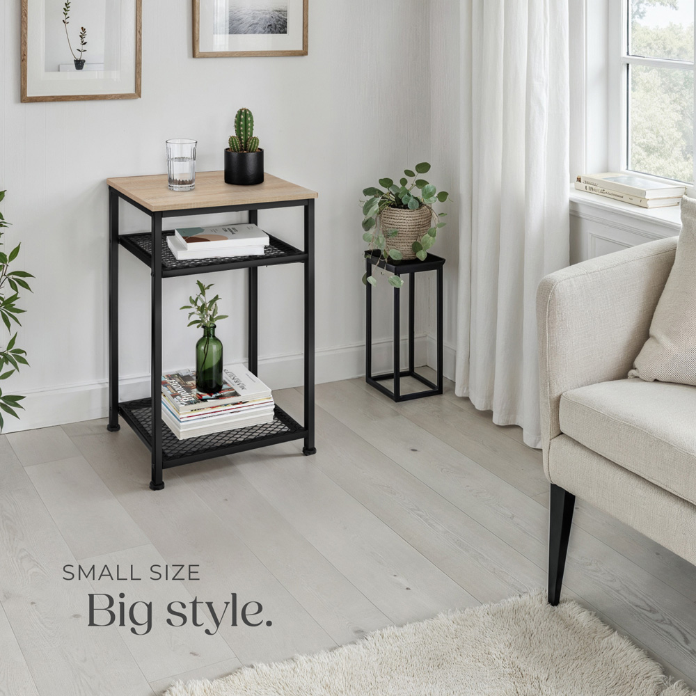 Tectake York 2 Grid Shelf Sonoma Oak Bedside Table Image 8