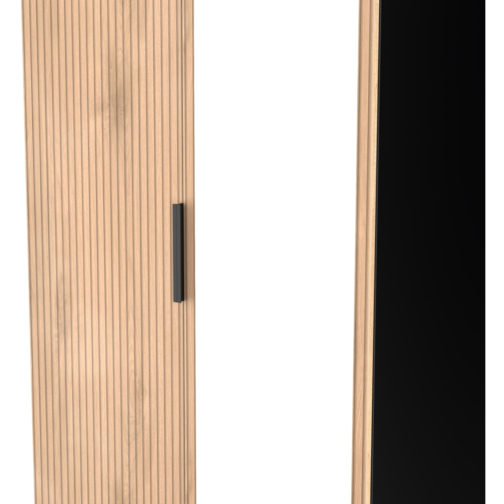 Crowndale Java 2 Door 2 Drawer Slatt Effect and Black Tall Mirrored Wardrobe Ready Assembled Image 5