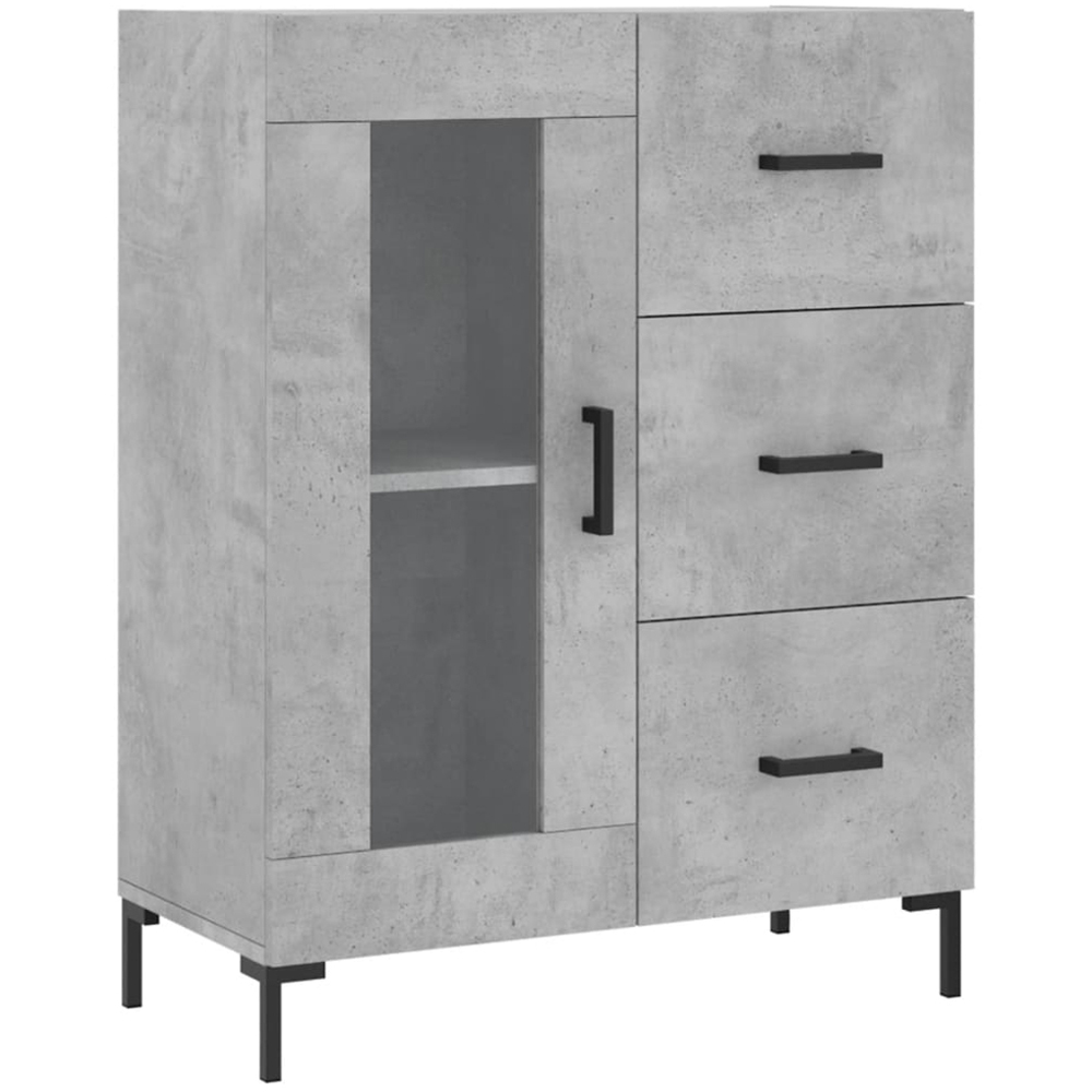 vidaXL Single Door 3 Drawer 3 Shelf Concrete Grey Highboard Image 7
