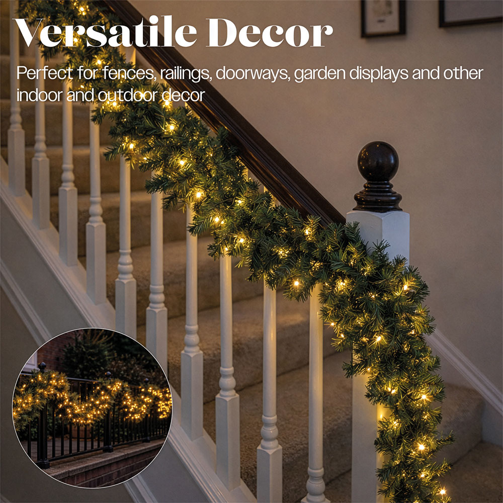 Xmas Haus Warm White LED Green Christmas Garland 500cm Image 4