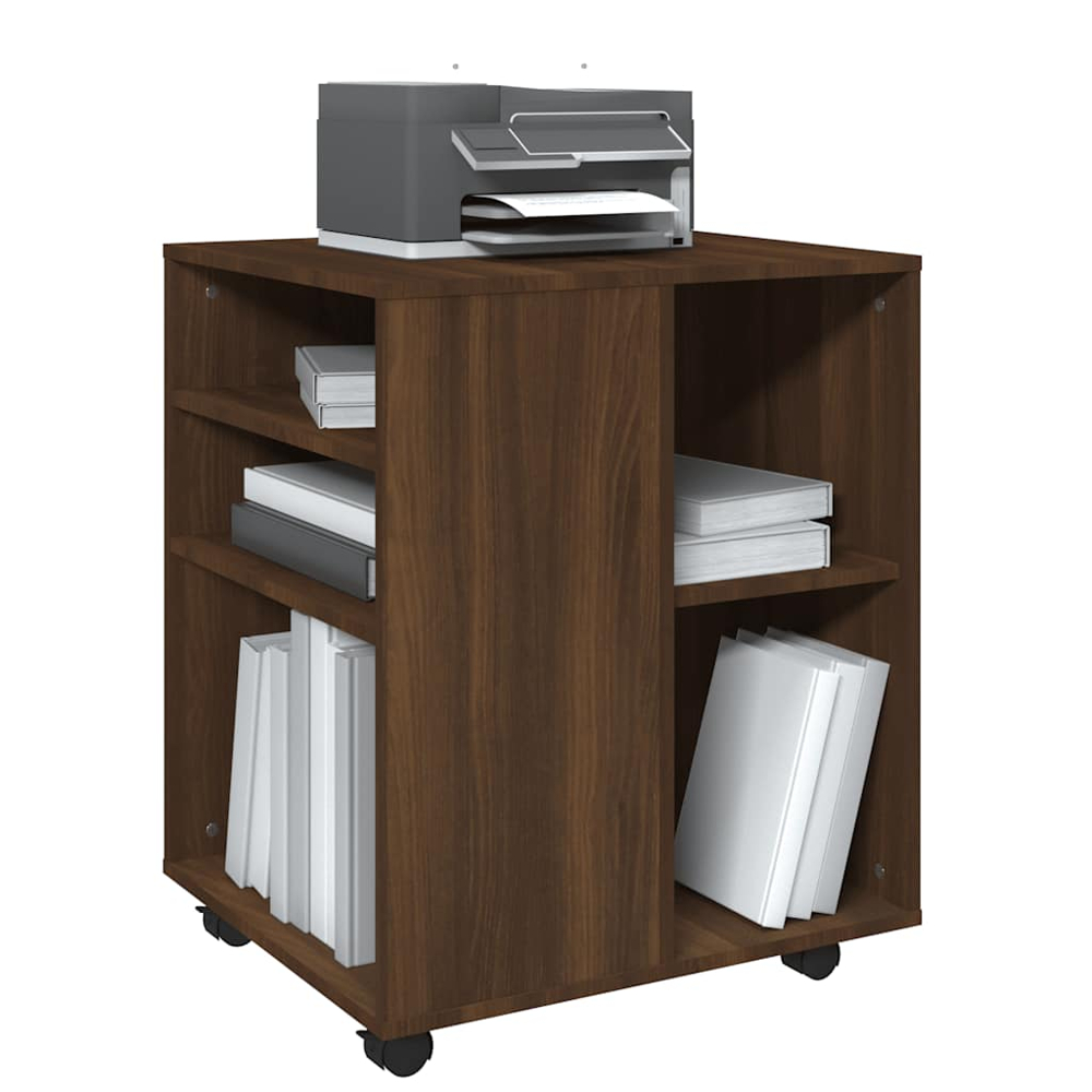 vidaXL 5 Shelf Brown Oak Rolling Cabinet Image 4
