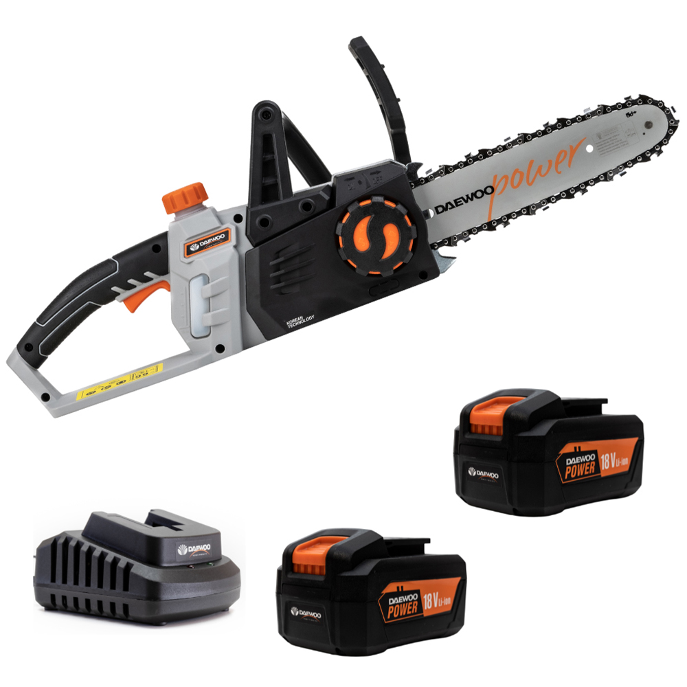 Daewoo U-Force Cordless Chainsaw with 2 x 4.0Ah Battery Charger 25cm Image 1
