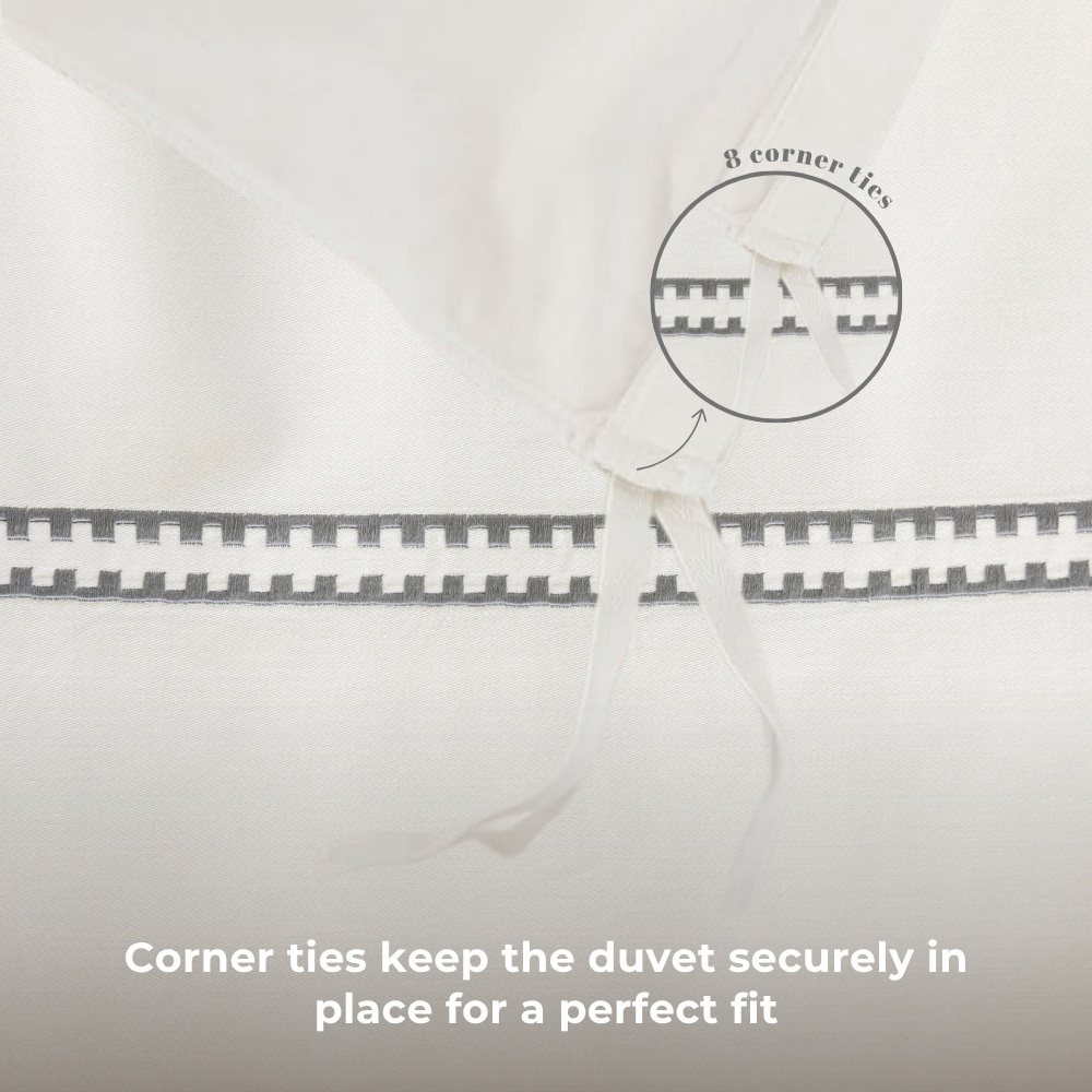 MHG Living King Size Mayfair Grey 200 Thread Count Duvet Cover Set Image 6