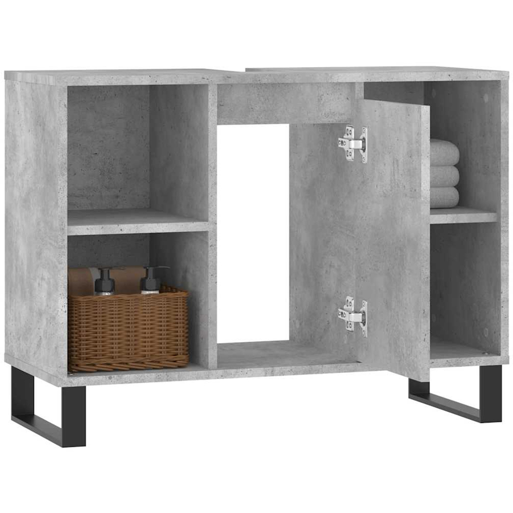 vidaXL Single Door 4 Shelf Concrete Grey Bathroom Cabinet Image 4
