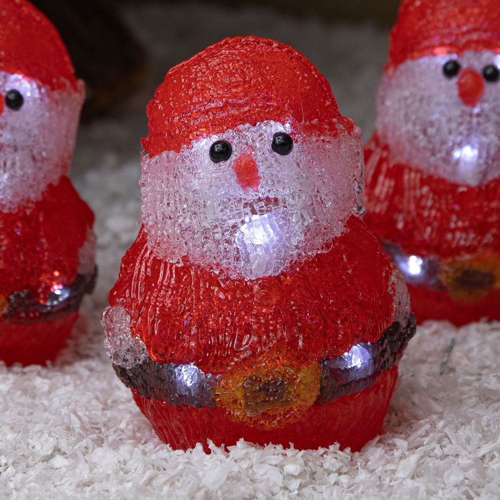 Samuel Alexander 40 Cool White LED Set of 5 Battery Operated Light-Up Christmas Santa Ornaments 14cm Image 5