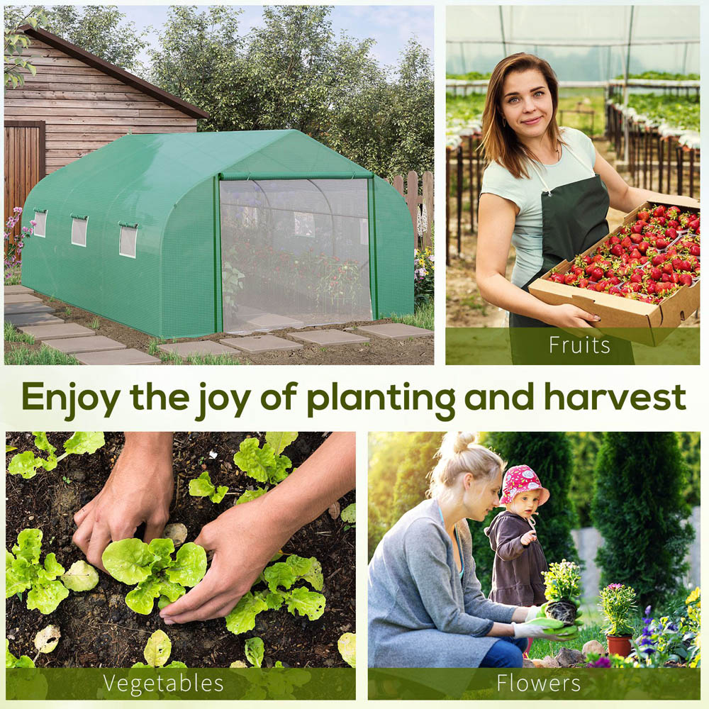 Outsunny Clear Metal Frame 14.7 x 10ft Walk In Polytunnel Greenhouse Image 7