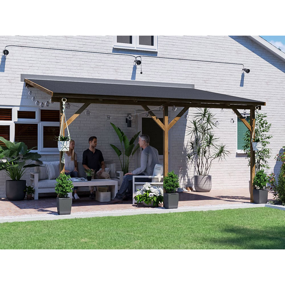 Dunster House Utopia 4 x 3m Brown Wall Mounted Superfelt Lean To Gazebo Image 4