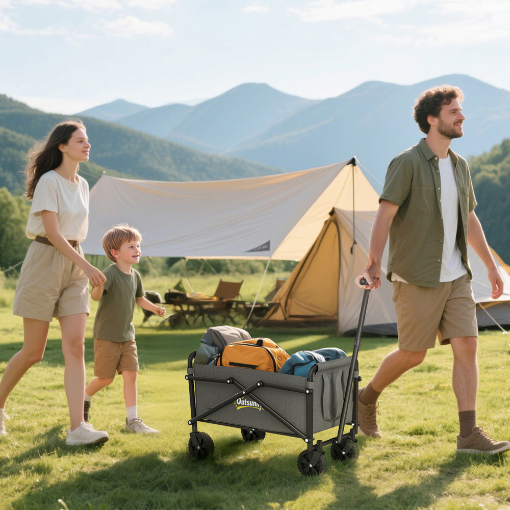 Outsunny 41L Grey Heavy Duty Folding Garden Trolley Image 2