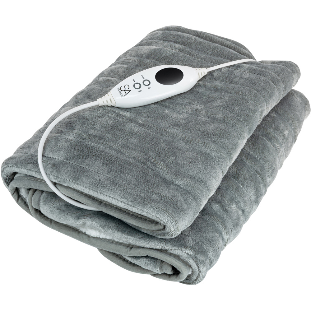 Single Grey Heated Throw Blanket with 9 Heat Settings Image 2