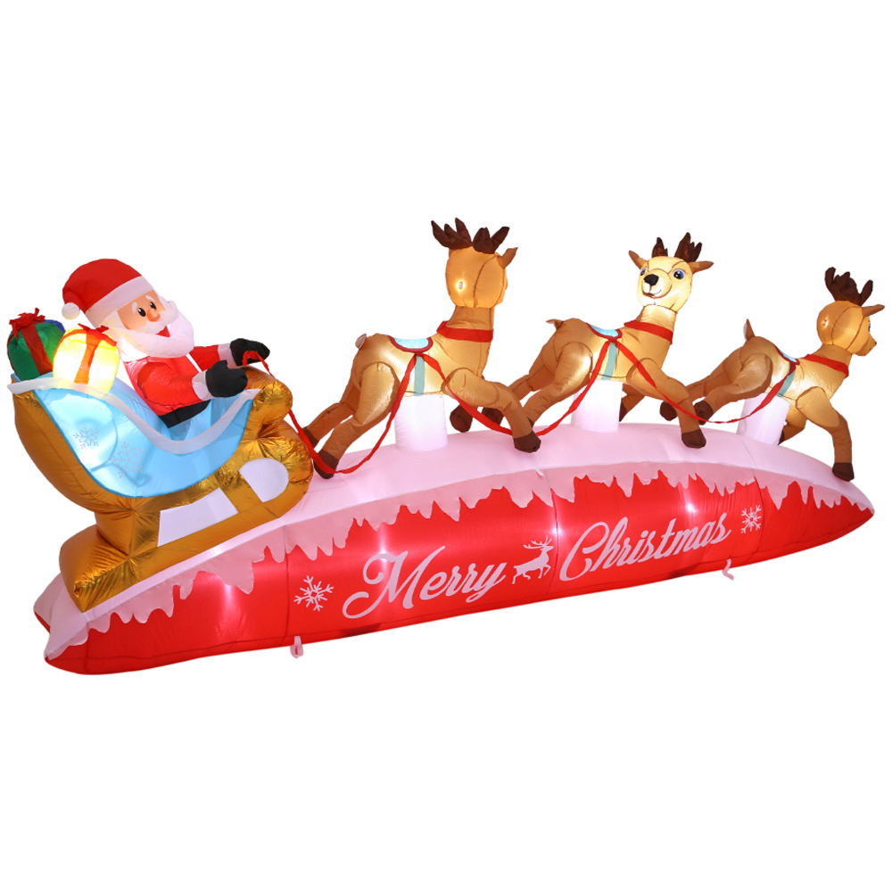 Living and Home Inflatable Santa and Rudolf Christmas Decoration with Lights 13ft Image 3