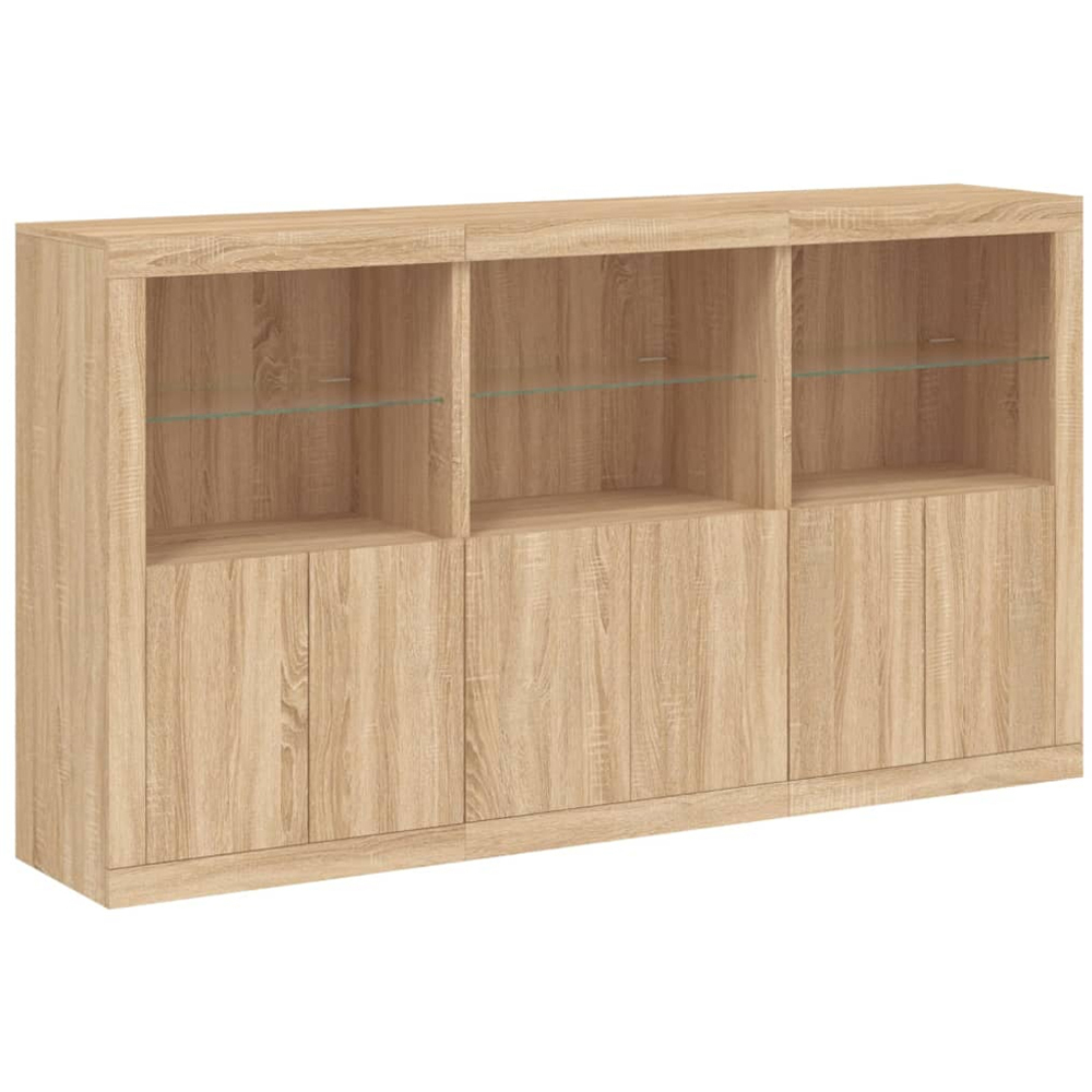 vidaXL 6 Door 6 Shelf Sonoma Oak Sideboard LED Lights Image 3