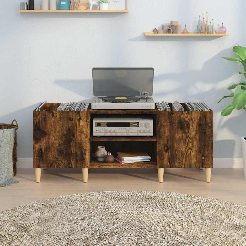 vidaXL 2 Shelf Smoked Oak Record Cabinet Image 7
